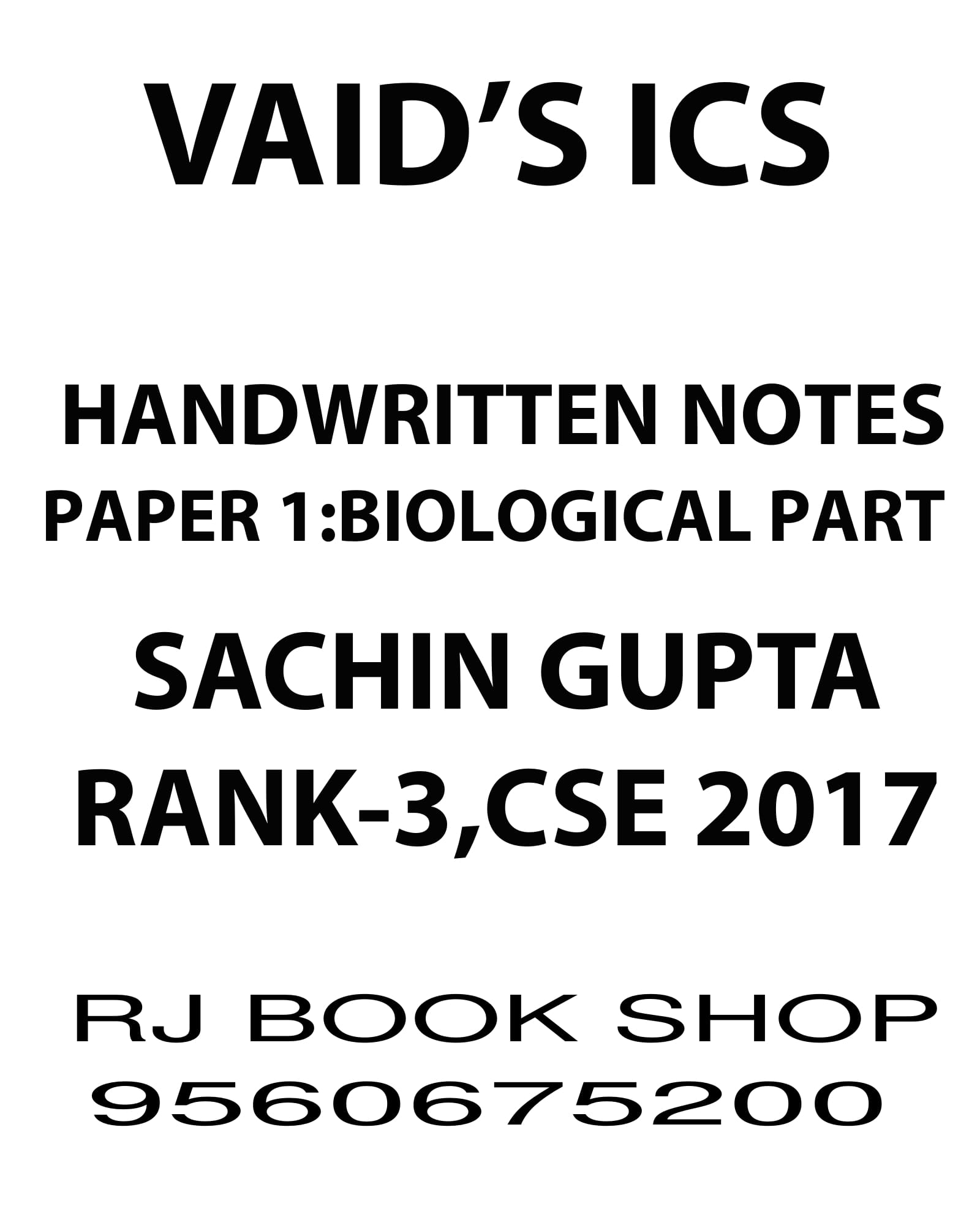 Anthropology Notes paper 1 and 2 Vaid Sir Classes By Topper Sachin Gupta AIR -3